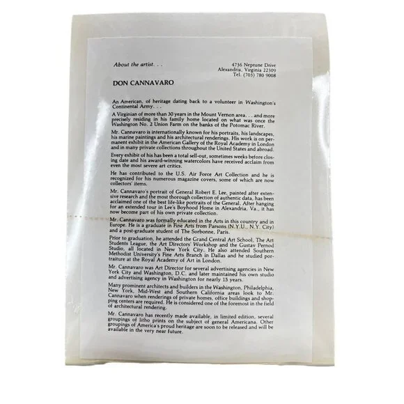 Vintage Signed Framed Lithograph of Sketch The Powel Carriage at Mount Vernon - Picture 9 of 15